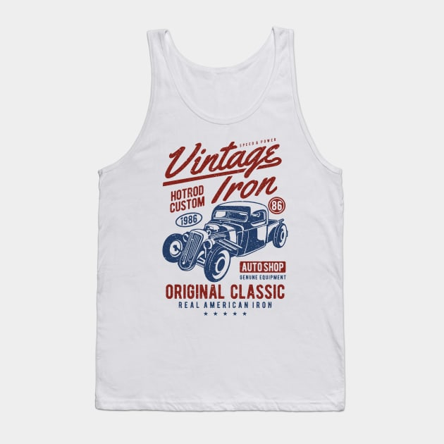 Vintage Iron Hotrod Custom Auto Shop Design Tank Top by Jarecrow 